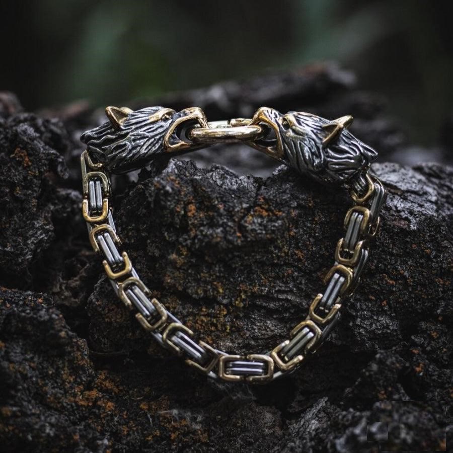 WorldNorse Nordic Geri und Freki Wölfe Armband