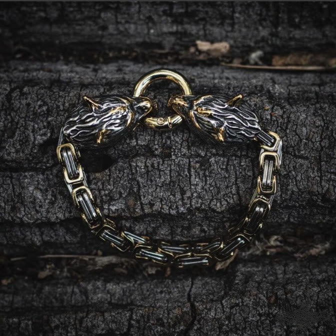 WorldNorse Nordic Geri und Freki Wölfe Armband