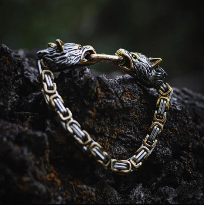 WorldNorse Nordic Geri und Freki Wölfe Armband
