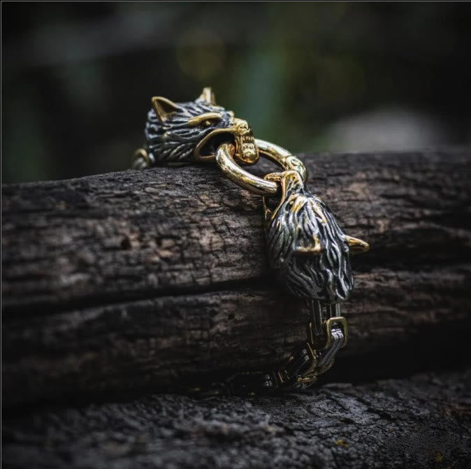 WorldNorse Nordic Geri und Freki Wölfe Armband