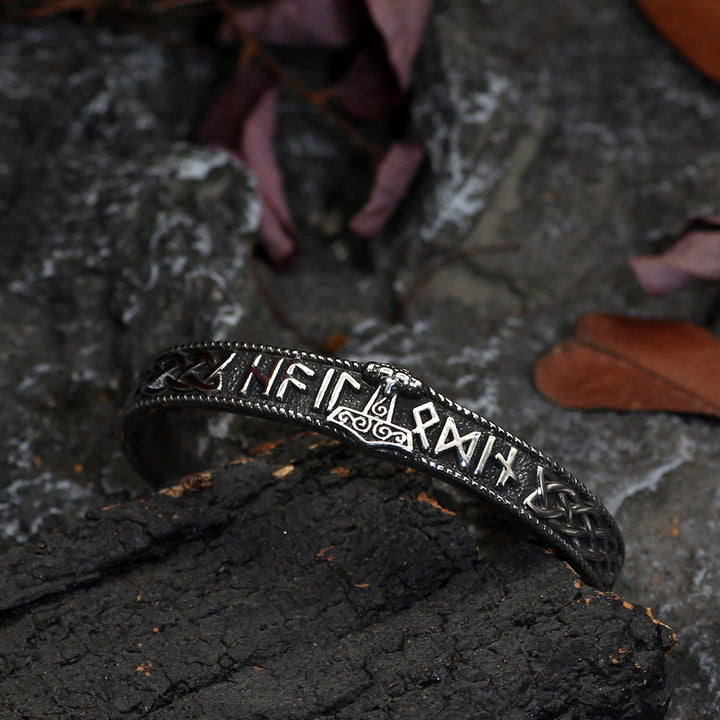 WorldNorse Keltischer Knoten Mjölnir Runen Edelstahl Wikinger Armband