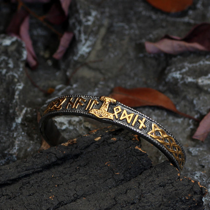 WorldNorse Keltischer Knoten Mjölnir Runen Edelstahl Wikinger Armband