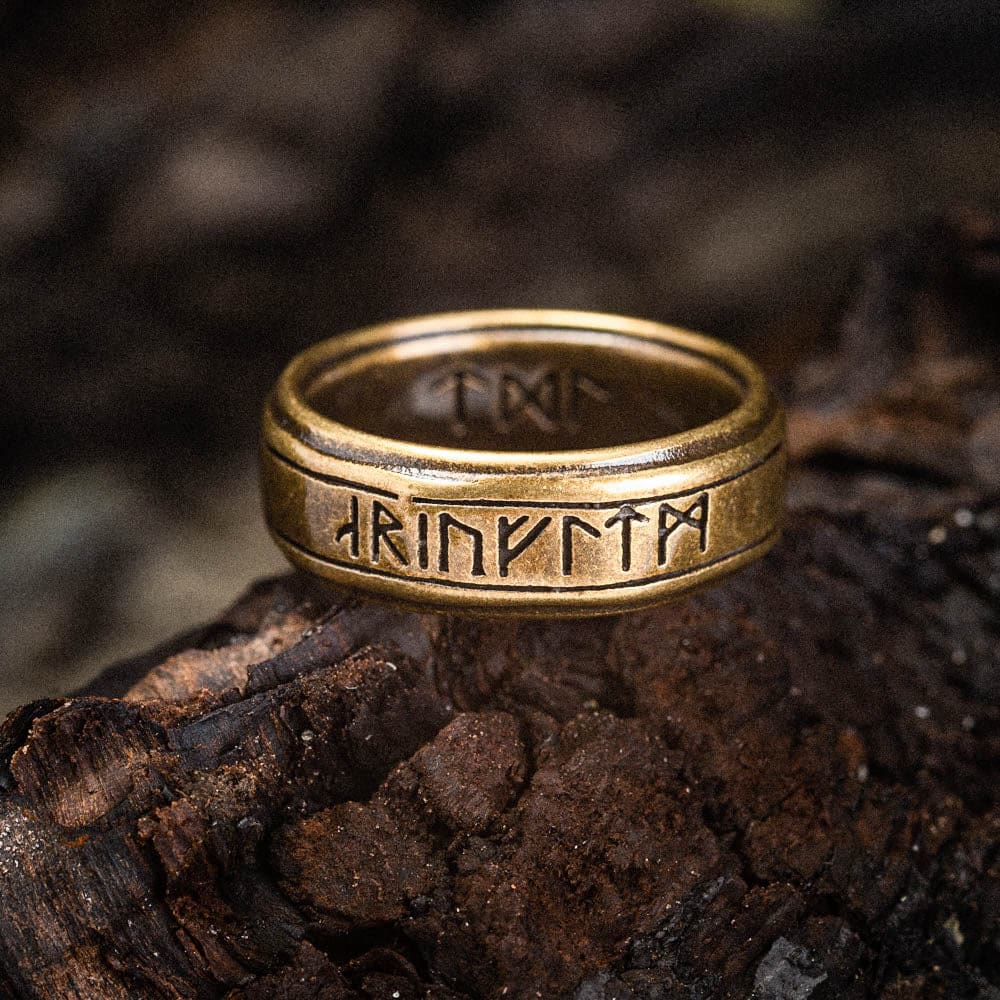 WorldNorse Retro Bronze Rune Edelstahlring