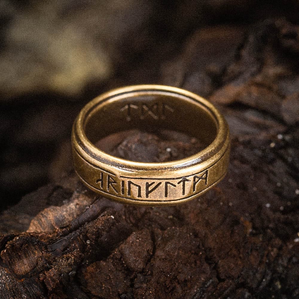 WorldNorse Retro Bronze Rune Edelstahlring