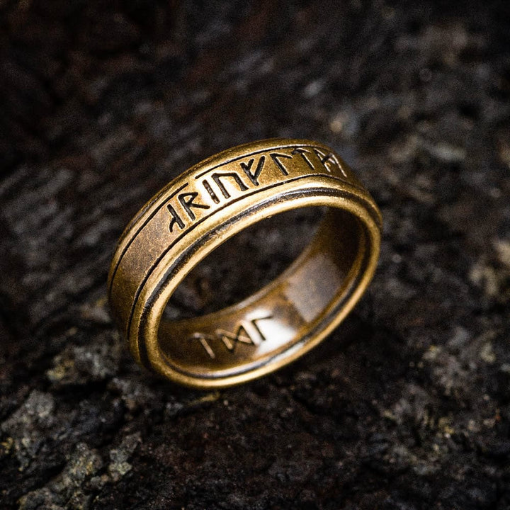 WorldNorse Retro Bronze Rune Edelstahlring