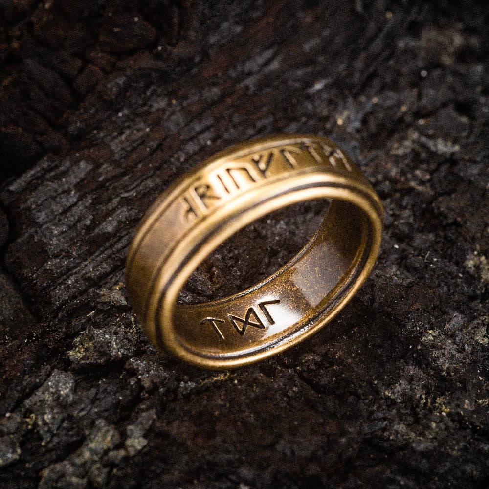 WorldNorse Retro Bronze Rune Edelstahlring