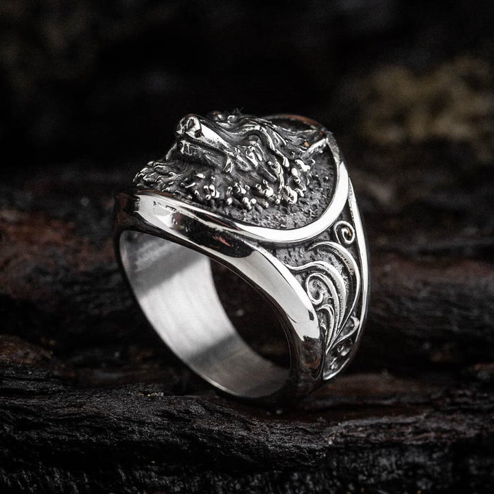 WorldNorse Wikinger-Krieger-Wölfe-Muster-Prägungsring