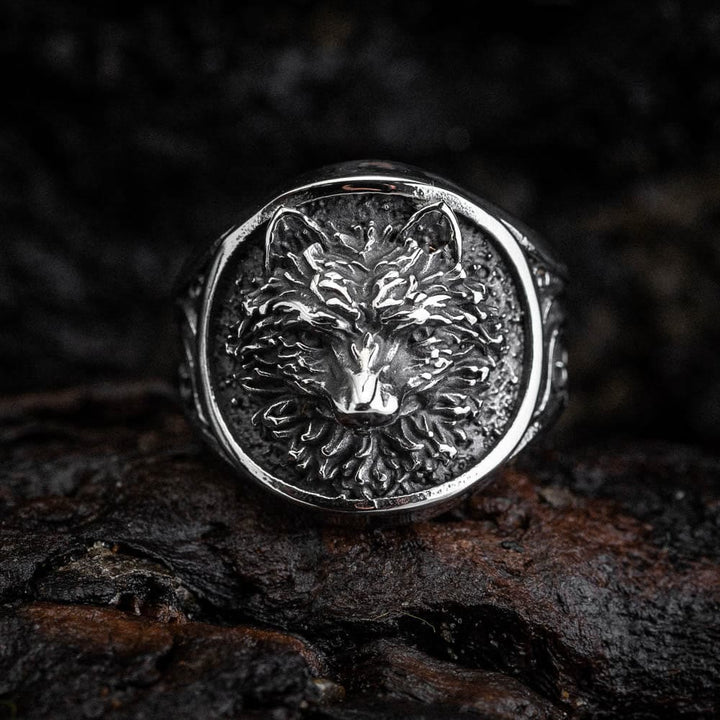 WorldNorse Wikinger-Krieger-Wölfe-Muster-Prägungsring