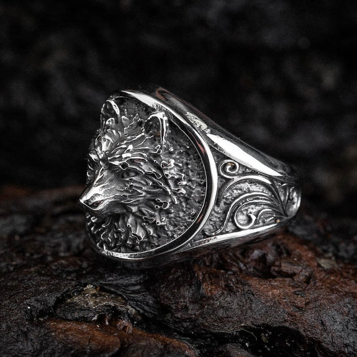 WorldNorse Wikinger-Krieger-Wölfe-Muster-Prägungsring