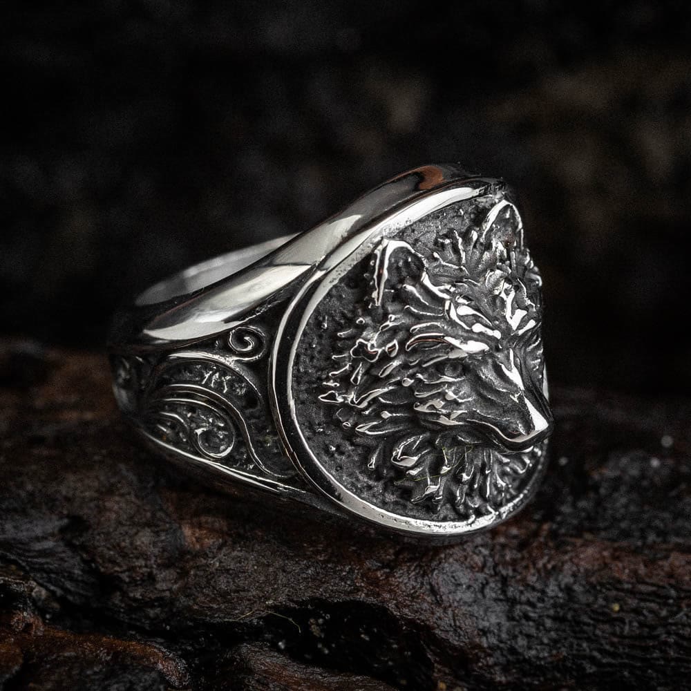 WorldNorse Wikinger-Krieger-Wölfe-Muster-Prägungsring