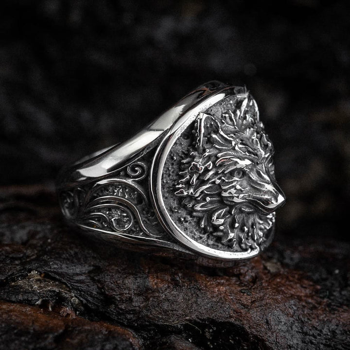WorldNorse Wikinger-Krieger-Wölfe-Muster-Prägungsring