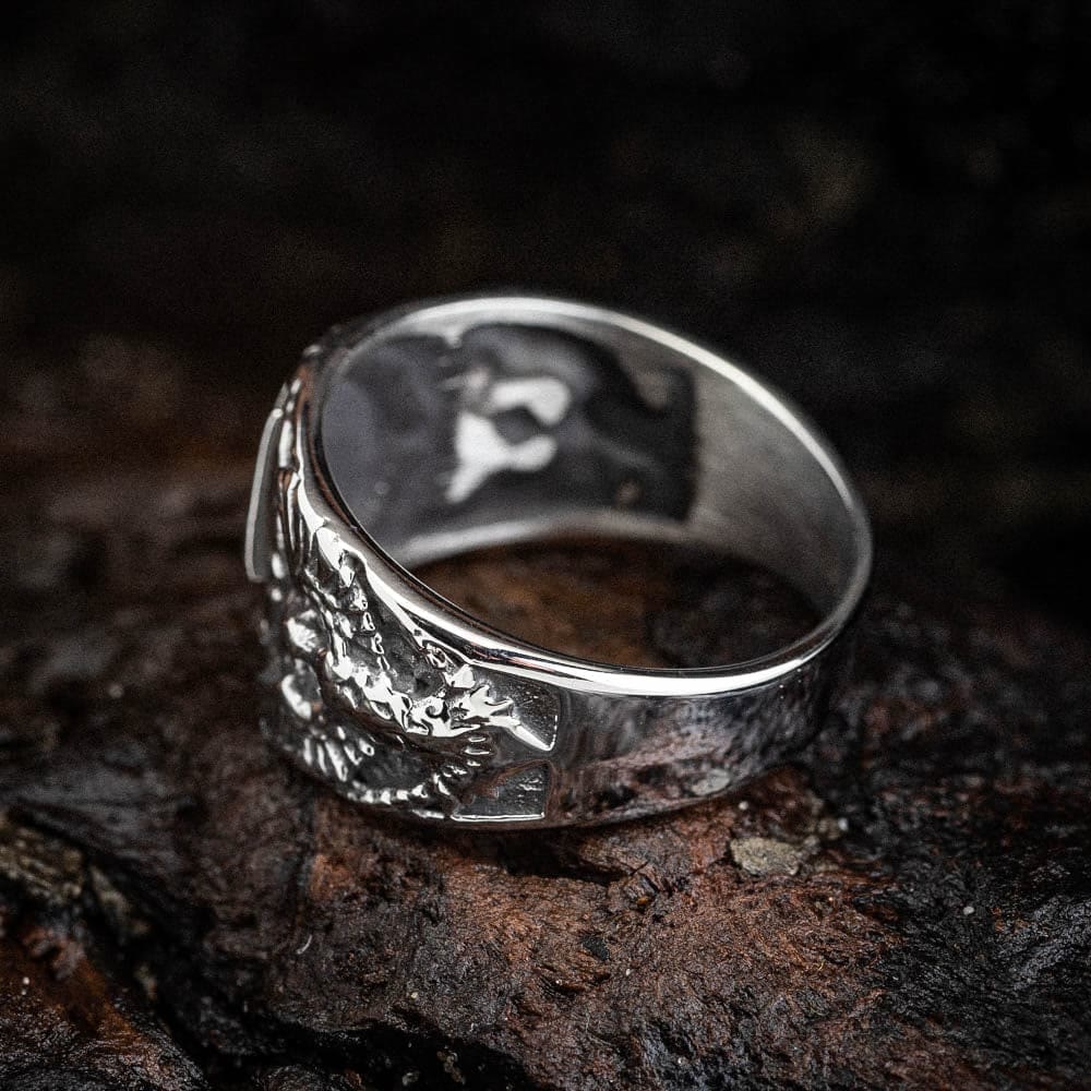 WorldNorse Herren-Fingerring mit Valknut und Raven -Persönlichkeit