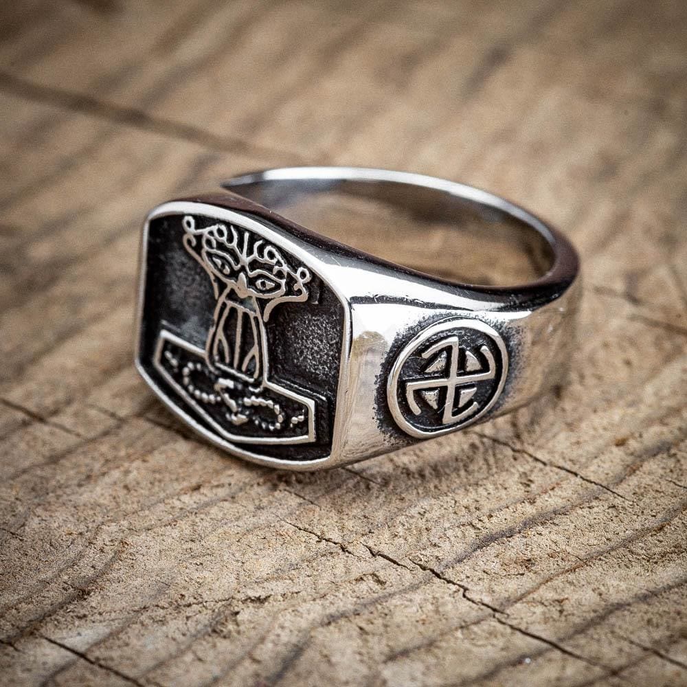 WorldNorse Personality Retro-Siegelring mit Lebensbaum von Yggdrasil