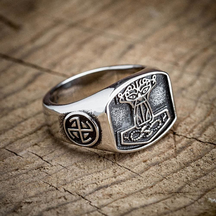 WorldNorse Personality Retro-Siegelring mit Lebensbaum von Yggdrasil