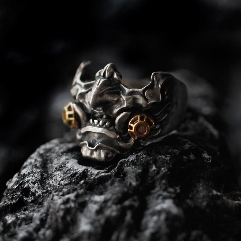 WorldNorse Vintage Samurai Maske verstellbarer Ring