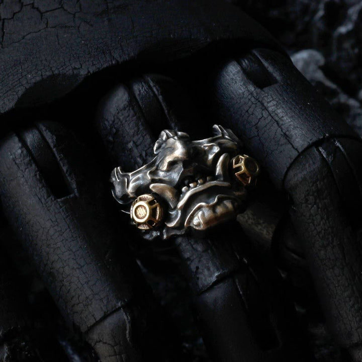 WorldNorse Vintage Samurai Maske verstellbarer Ring