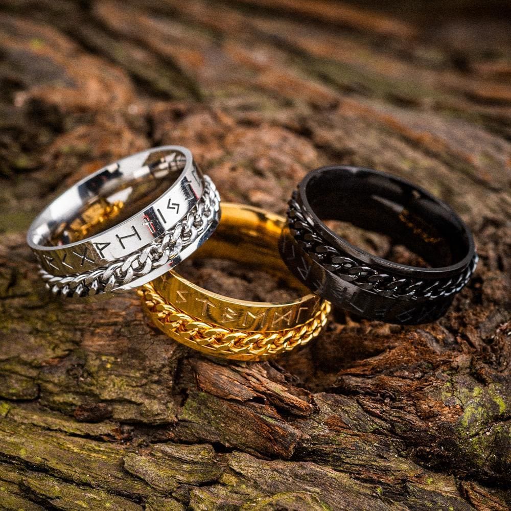 WorldNorse Wikinger-Runenkette, Drehring aus Edelstahl - image 0