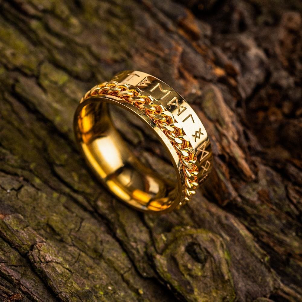 WorldNorse Wikinger-Runenkette, Drehring aus Edelstahl - Gold - 70mm - image 3