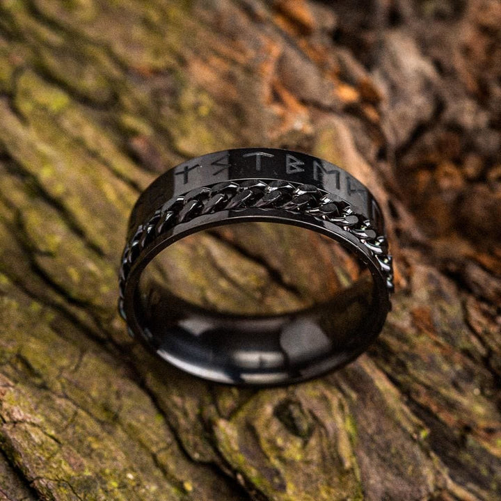 WorldNorse Wikinger-Runenkette, Drehring aus Edelstahl - Schwarz - 70mm - image 5