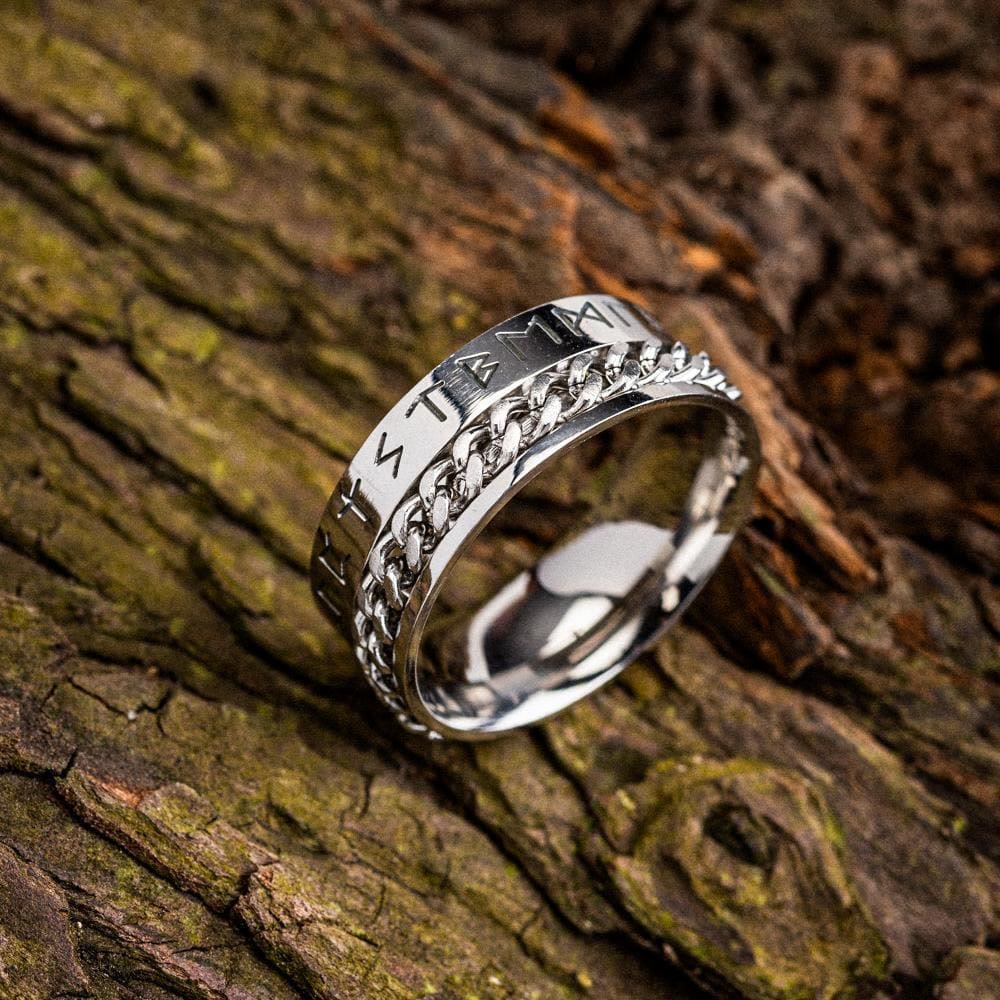 WorldNorse Wikinger-Runenkette, Drehring aus Edelstahl - Silber - 70mm - image 1