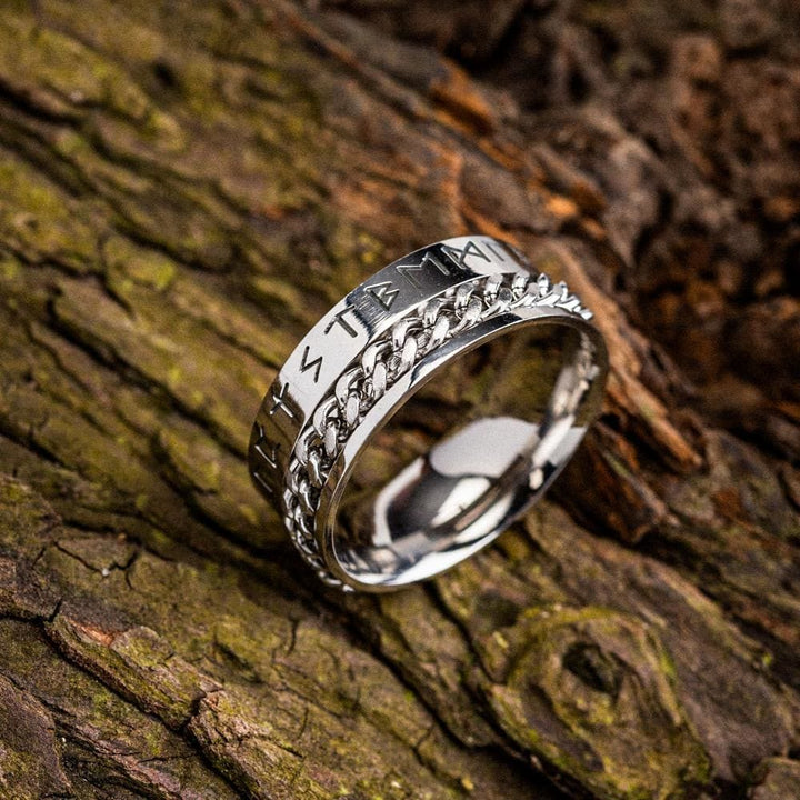 WorldNorse Wikinger-Runenkette, Drehring aus Edelstahl - Silber - 70mm - image 1