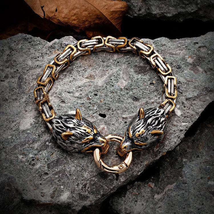 WorldNorse Nordic Geri und Freki Wölfe Armband