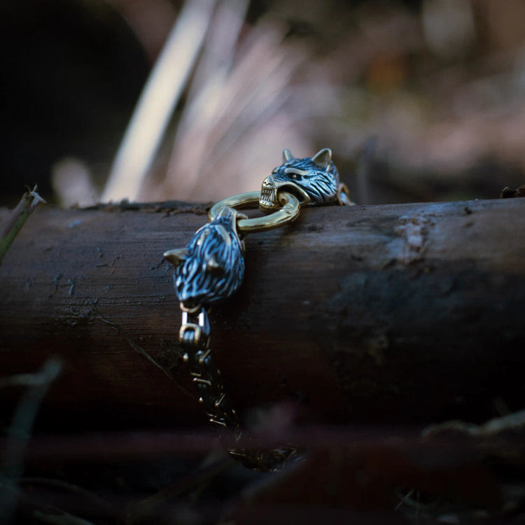 WorldNorse Nordic Geri und Freki Wölfe Armband