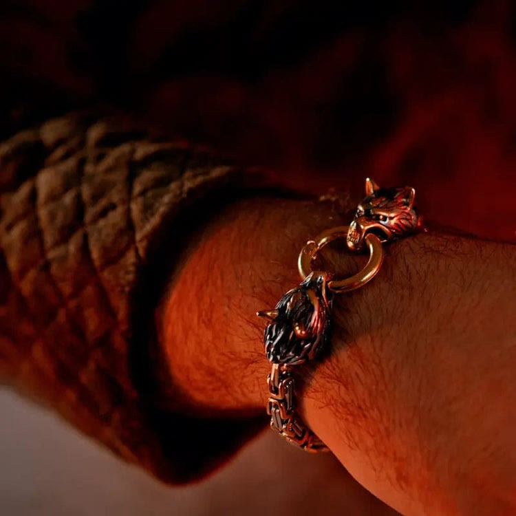 WorldNorse Nordic Geri und Freki Wölfe Armband