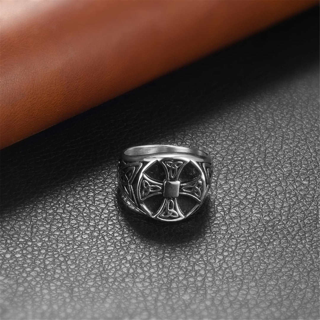 WorldNorse Keltischer Knoten Kreuz Edelstahl Wikinger Ring