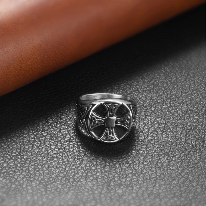 WorldNorse Keltischer Knoten Kreuz Edelstahl Wikinger Ring