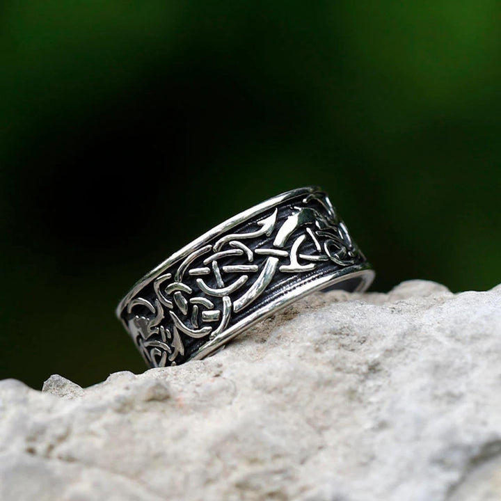 WorldNorse Drachenkopf Keltischer Knoten Edelstahl Wikinger Ring