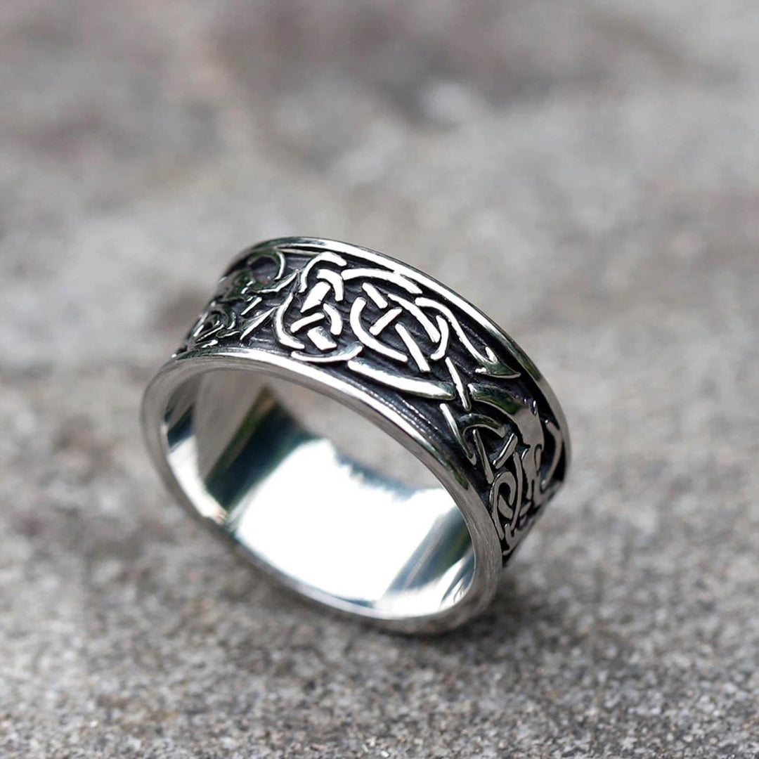 WorldNorse Drachenkopf Keltischer Knoten Edelstahl Wikinger Ring