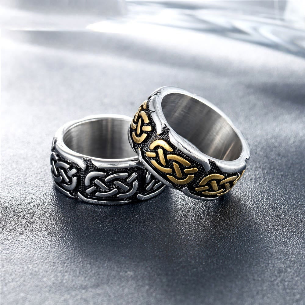 WorldNorse Retro-Wikingerring mit Keltischer Knoten aus Edelstahl