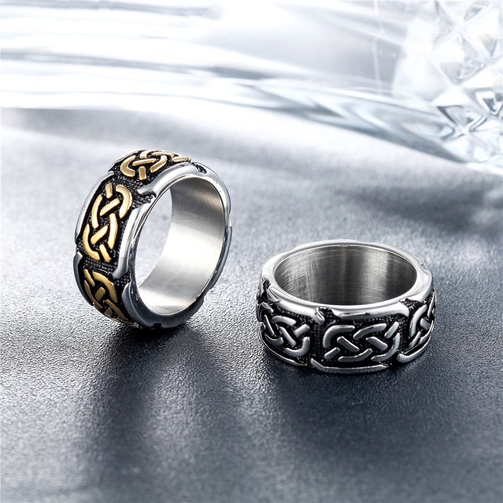 WorldNorse Retro-Wikingerring mit Keltischer Knoten aus Edelstahl