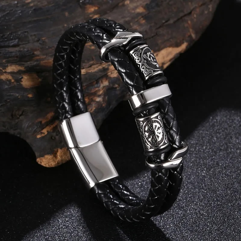 WorldNorse Keltischer Knoten und Wikinger-Kompass Edelstahlarmband - Schwarz - 22,5 cm - image 0