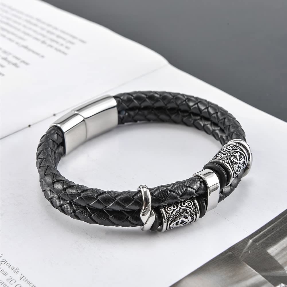 WorldNorse Keltischer Knoten und Wikinger-Kompass Edelstahlarmband