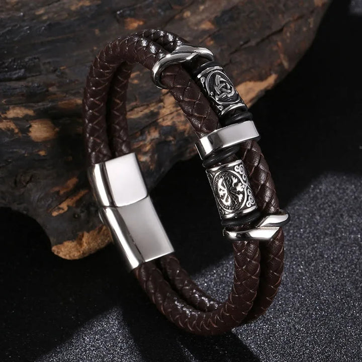 WorldNorse Keltischer Knoten und Wikinger-Kompass Edelstahlarmband - Braun - 22,5 cm - image 10