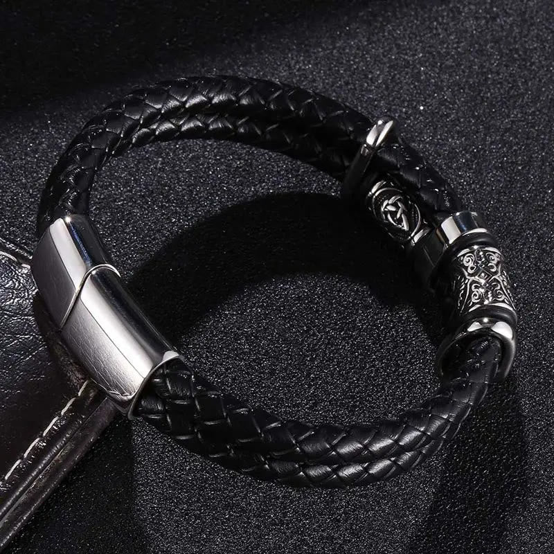 WorldNorse Keltischer Knoten und Wikinger-Kompass Edelstahlarmband