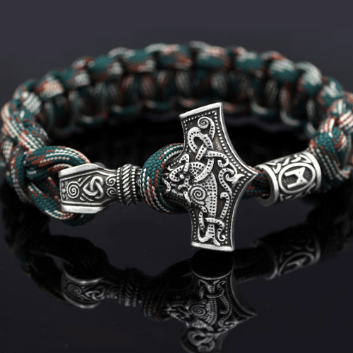 WorldNorse Thors Hammer geflochtenes Seil Wikinger Mjölnir Armband