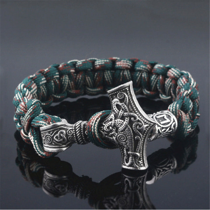 WorldNorse Thors Hammer geflochtenes Seil Wikinger Mjölnir Armband