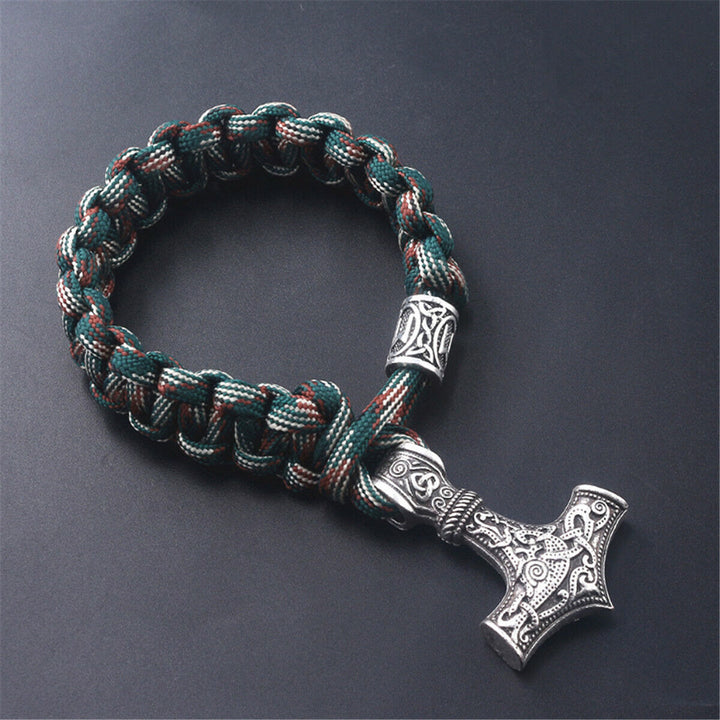 WorldNorse Thors Hammer geflochtenes Seil Wikinger Mjölnir Armband
