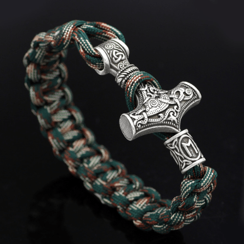 WorldNorse Thors Hammer geflochtenes Seil Wikinger Mjölnir Armband