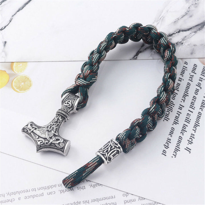 WorldNorse Thors Hammer geflochtenes Seil Wikinger Mjölnir Armband