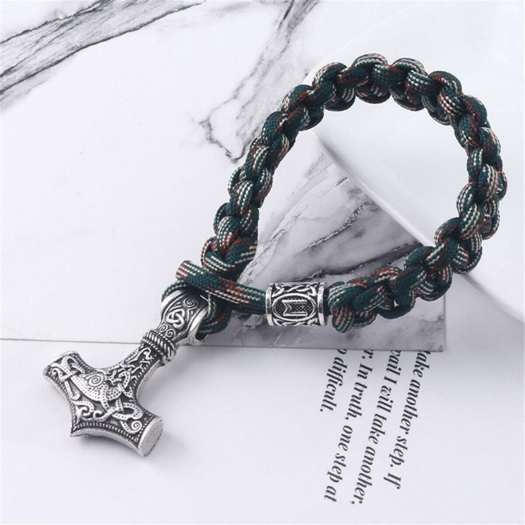 WorldNorse Thors Hammer geflochtenes Seil Wikinger Mjölnir Armband