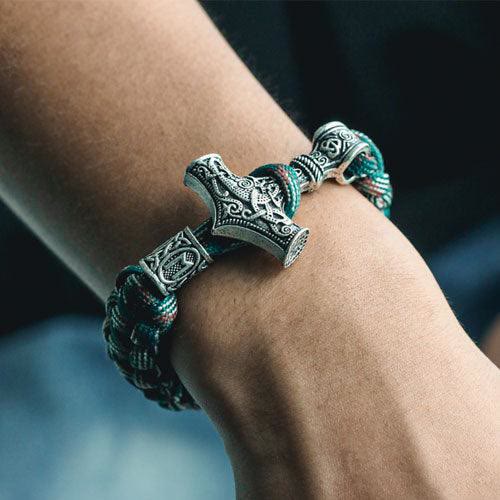 WorldNorse Thors Hammer geflochtenes Seil Wikinger Mjölnir Armband