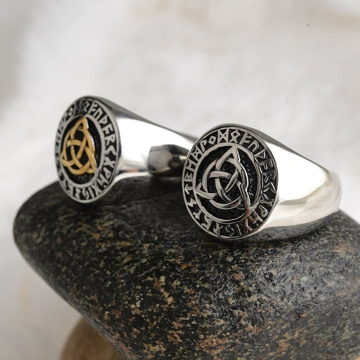 WorldNorse – Einfacher, klobiger Ring mit Rune und Keltischer Knoten