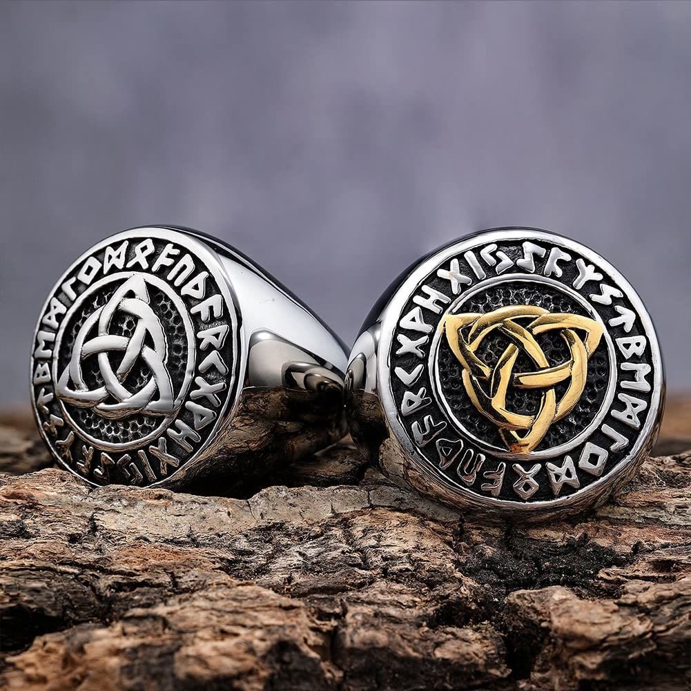 WorldNorse – Einfacher, klobiger Ring mit Rune und Keltischer Knoten