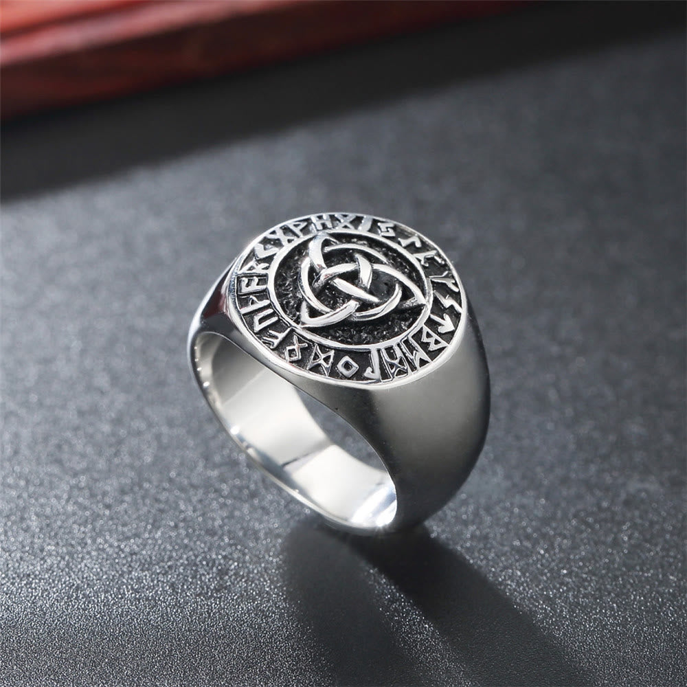 WorldNorse – Einfacher, klobiger Ring mit Rune und Keltischer Knoten