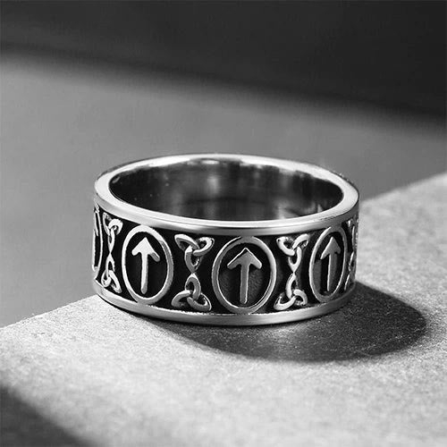 WorldNorse Nordischer Wikinger- Rune und Keltischer Knoten Knotenring