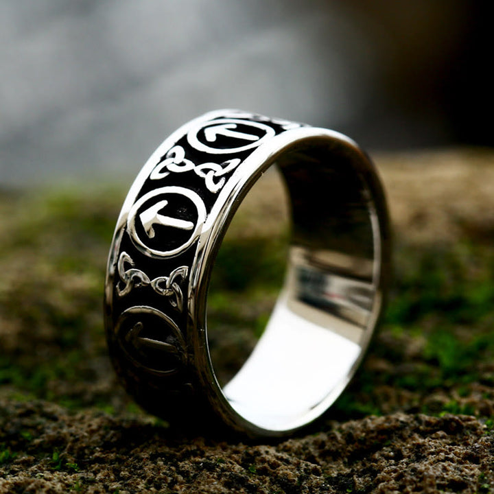 WorldNorse Nordischer Wikinger- Rune und Keltischer Knoten Knotenring